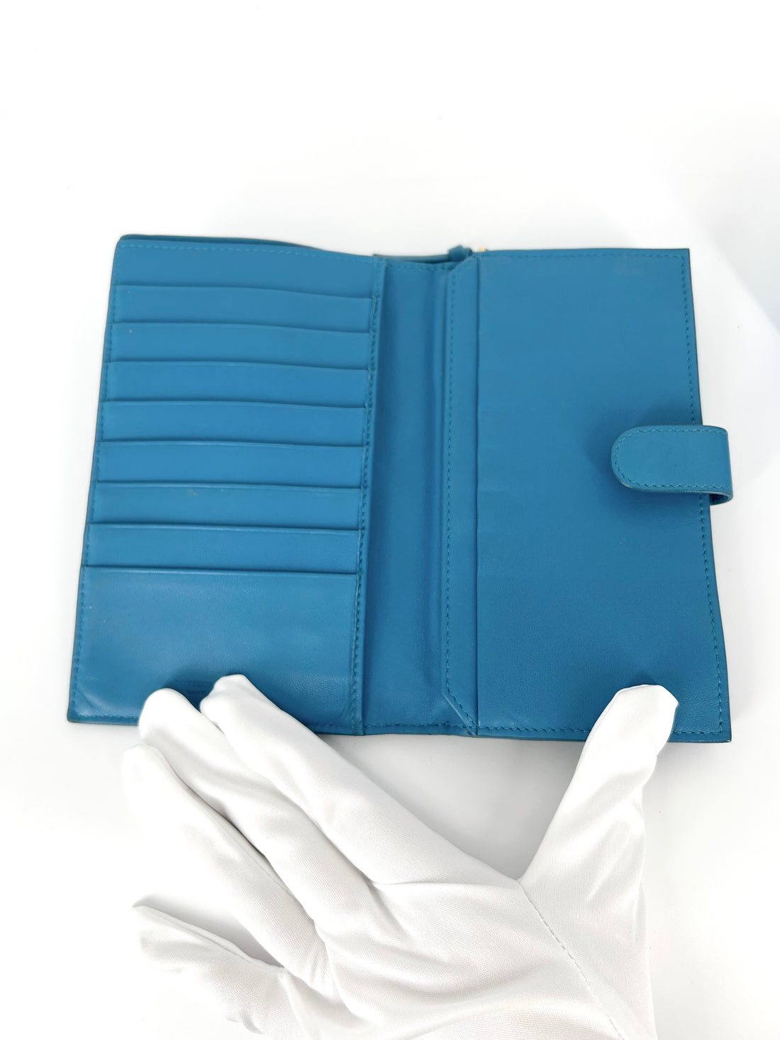 Bottega Vaneta Nappa Intrecciato Wallet Blue