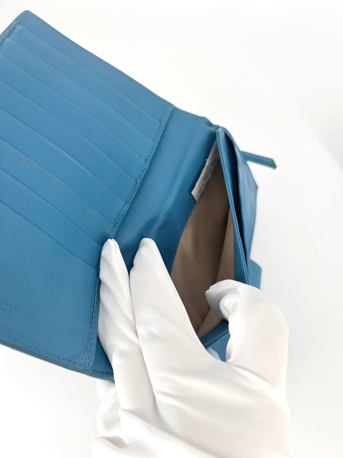 Bottega Vaneta Nappa Intrecciato Wallet Blue