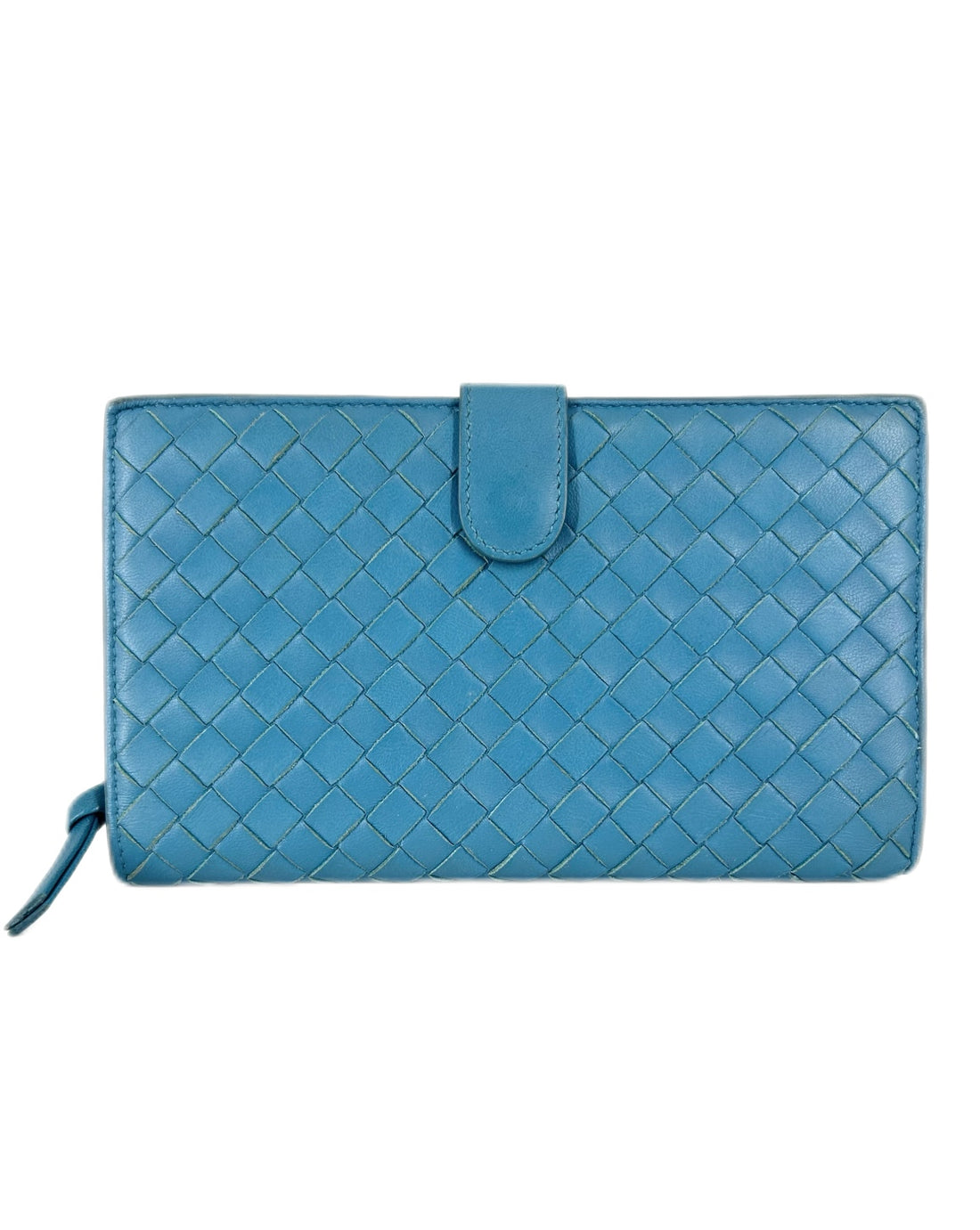 Bottega Vaneta Nappa Intrecciato Wallet Blue