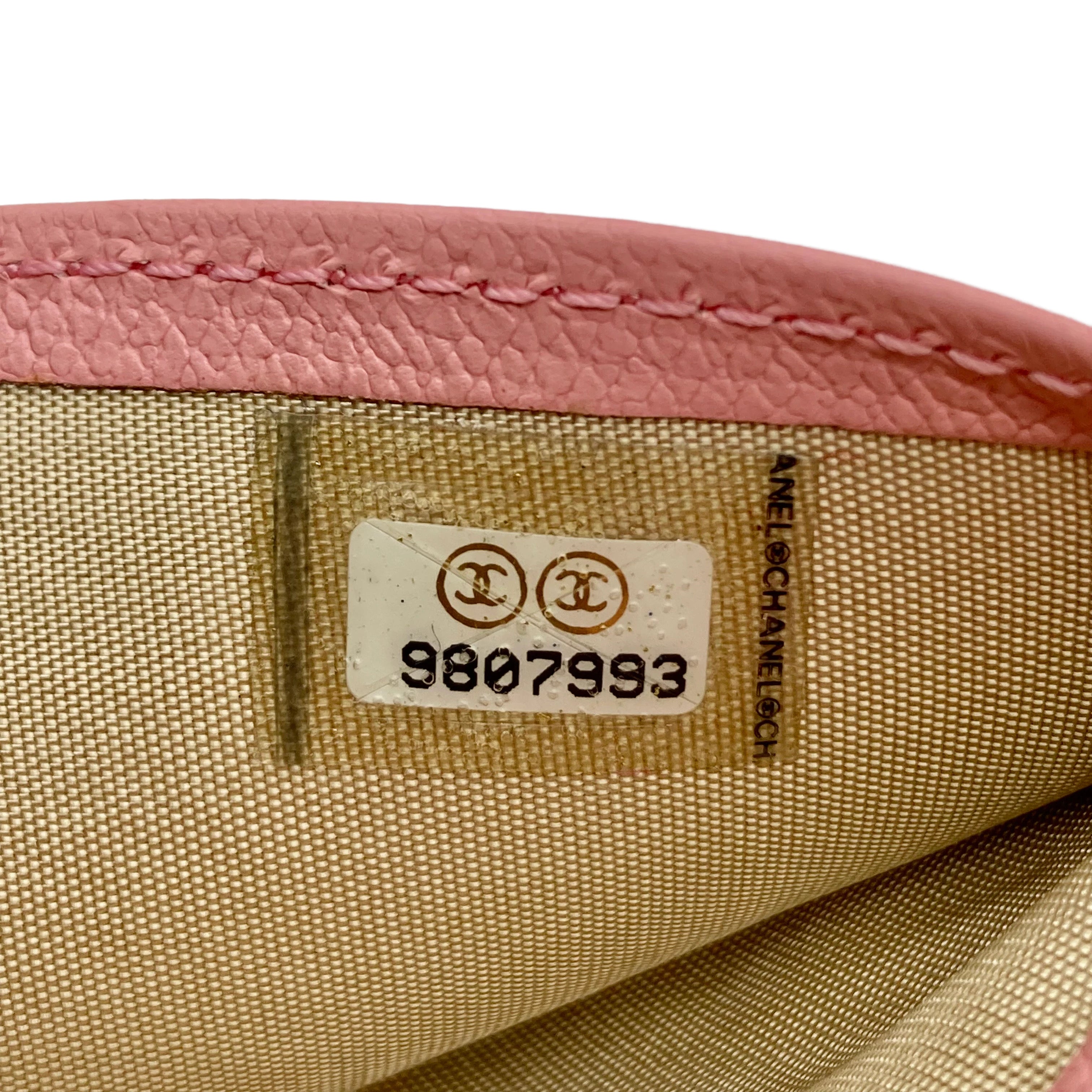 Chanel Coco Button Strap Wallet Bifold Light Pink (98***93) CC379