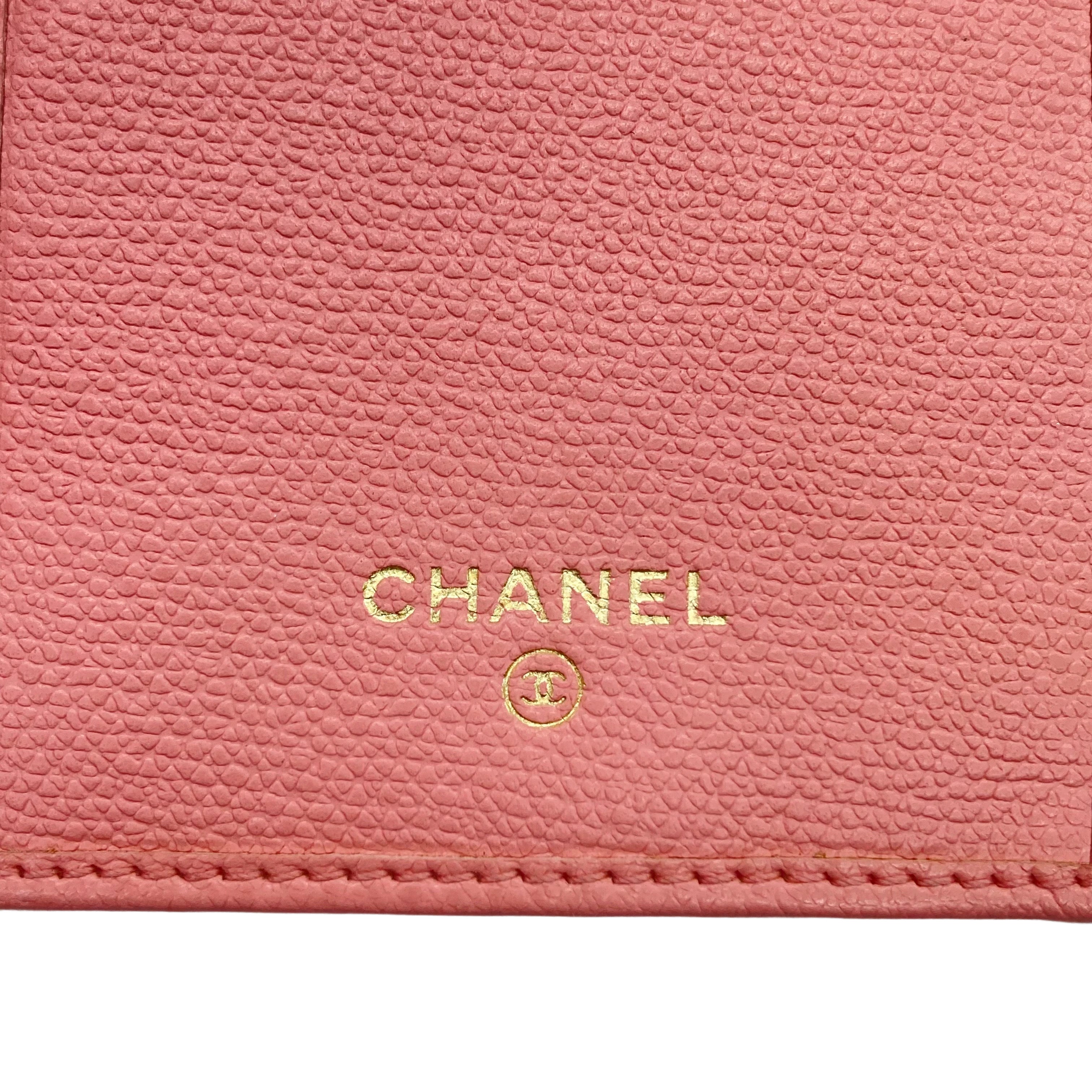 Chanel Coco Button Strap Wallet Bifold Light Pink (98***93) CC379