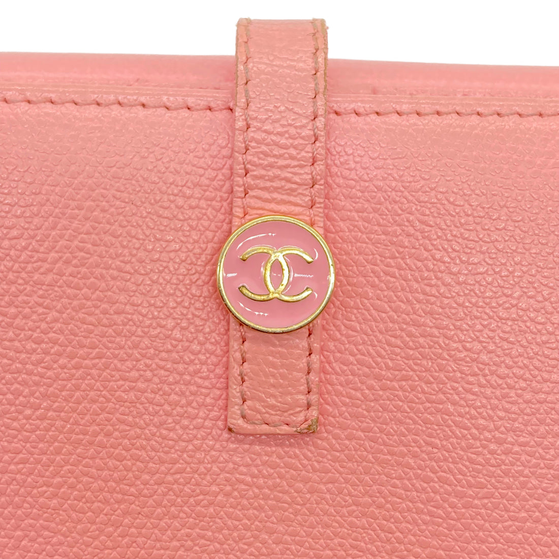 Chanel Coco Button Strap Wallet Bifold Light Pink (98***93) CC379