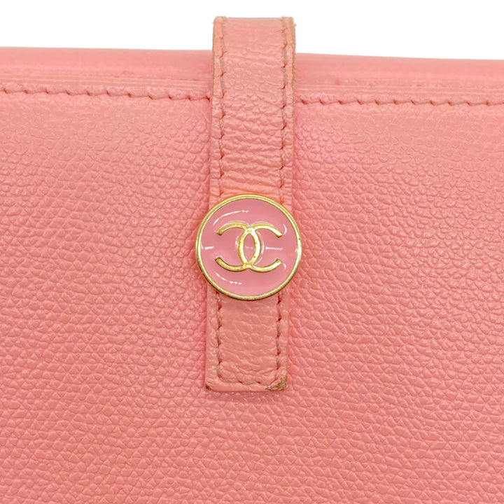 Chanel Coco Button Strap Wallet Bifold Light Pink (98***93) CC379