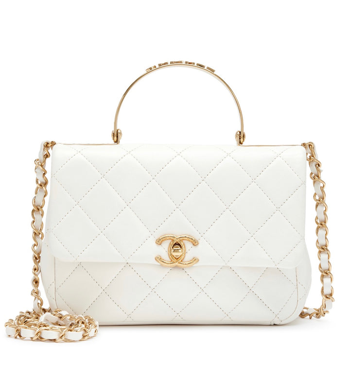 Chanel Quilted Calfskin Top Handle Flap Bag Microchip cc574