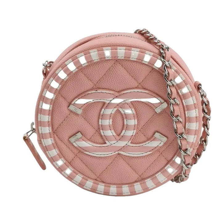 Chanel Quilted Round Filigree Crossbody Pink (27***98) cc573