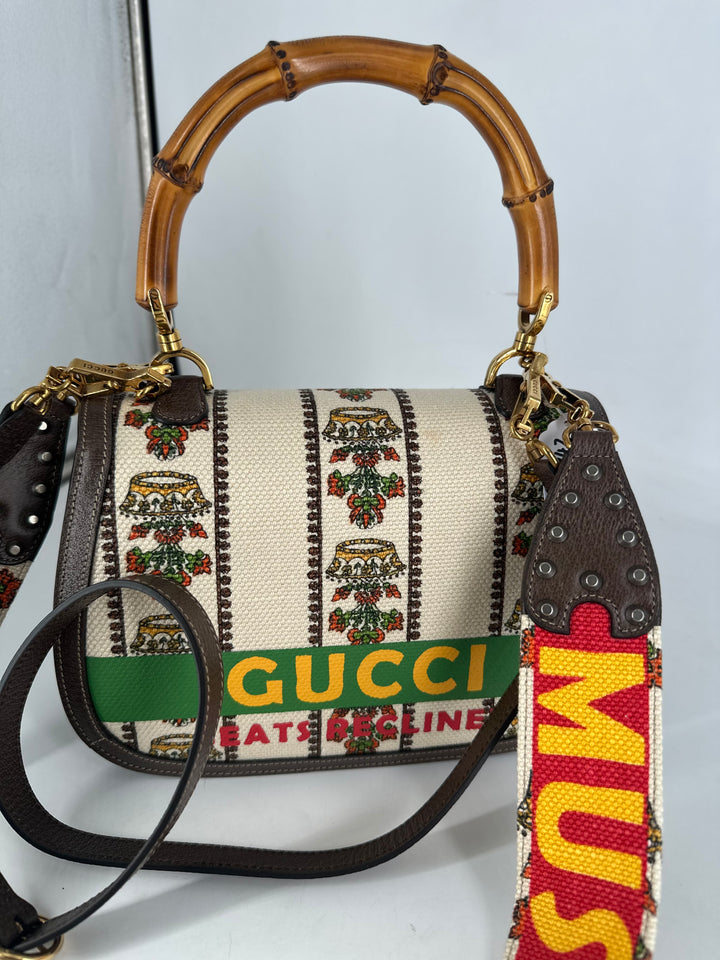 Gucci Bamboo 1947 Medium Top Handle Two Strap Shoulder Bag GG343
