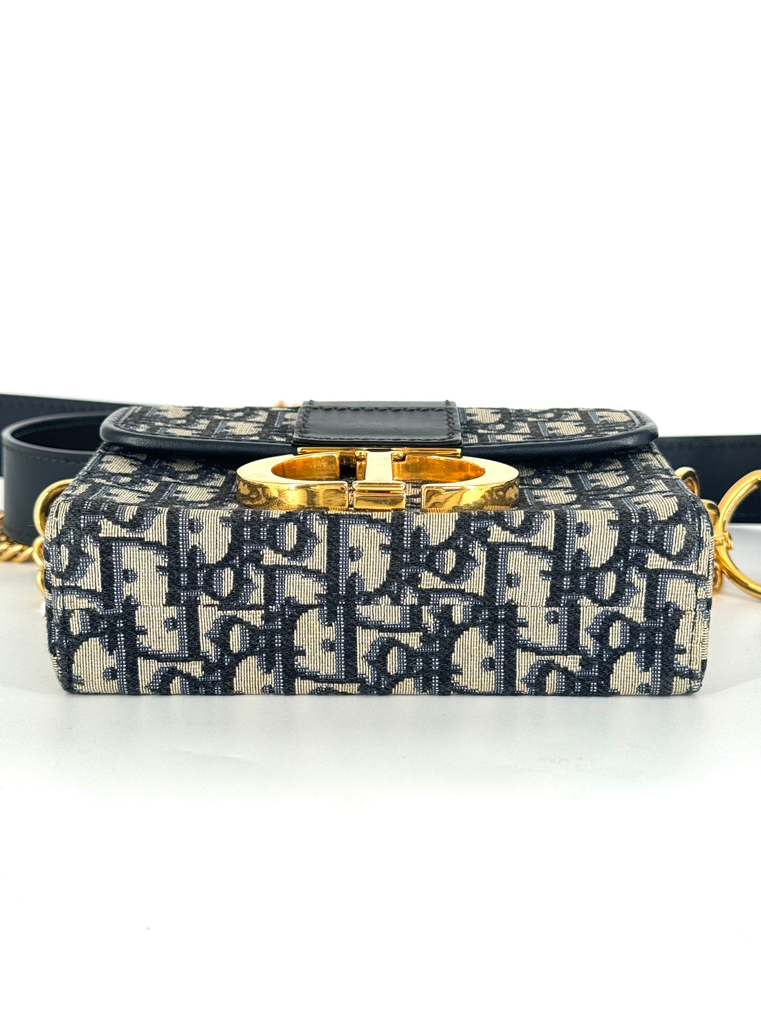 Christian Dior Montaigne Oblique Small Box Shoulder Bag Blue DR208