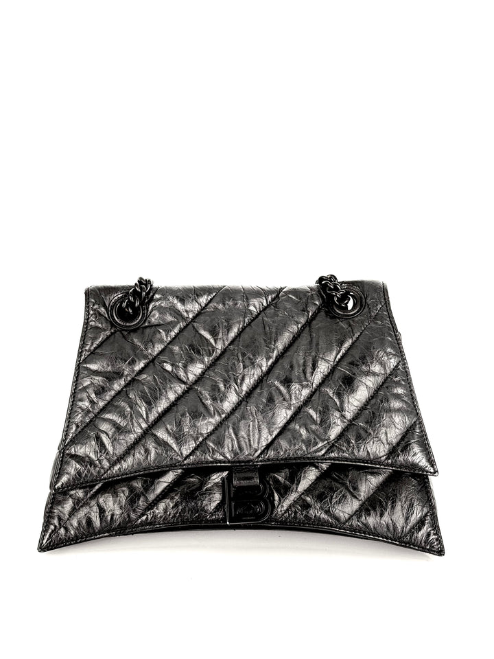 Balenciaga Women's Crush Medium Chain Bag Quilted In Black