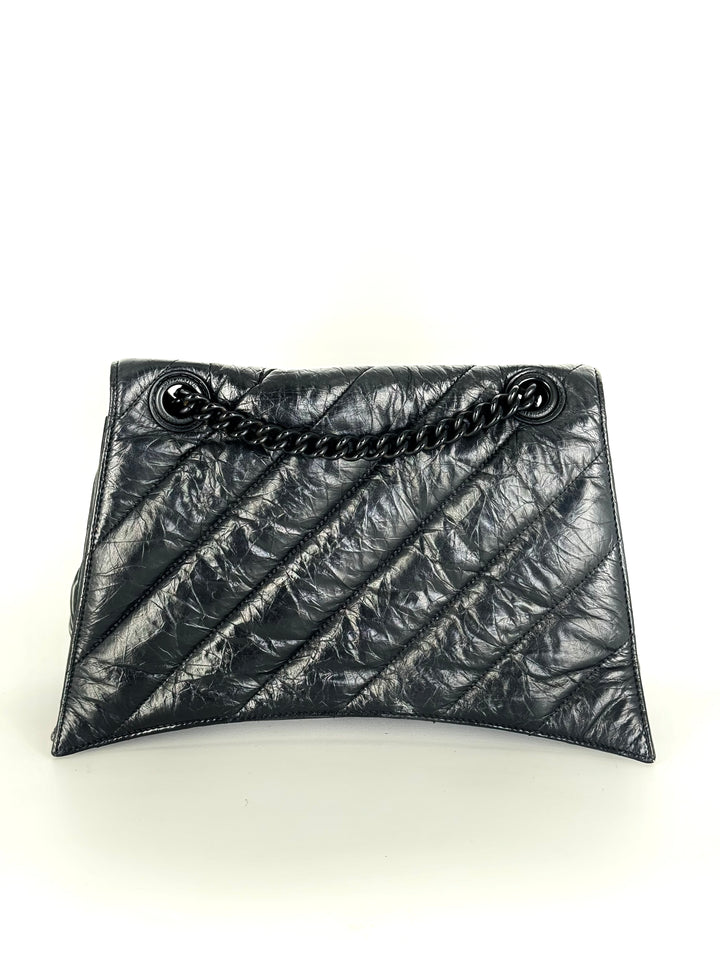 Balenciaga Women's Crush Medium Chain Bag Quilted In Black
