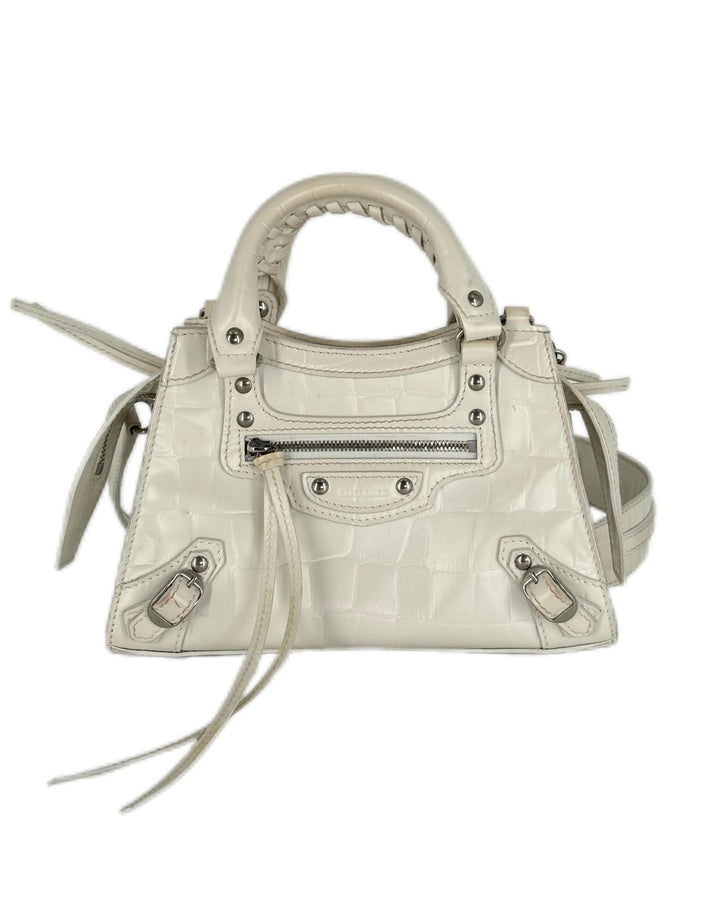 Balenciaga Leather Neo Classic Mini Bag White