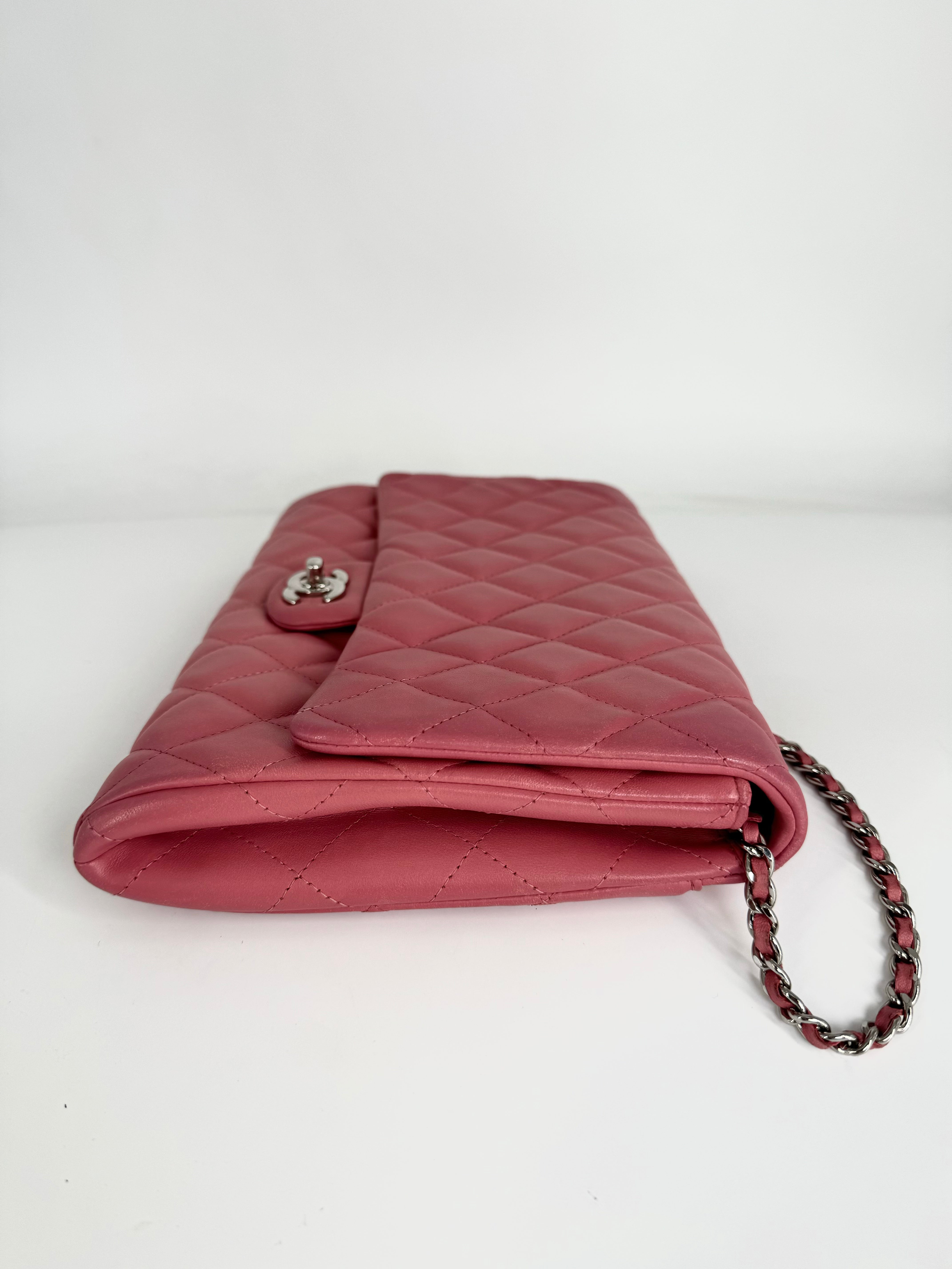 Chanel Classic Quilted Clutch Pink