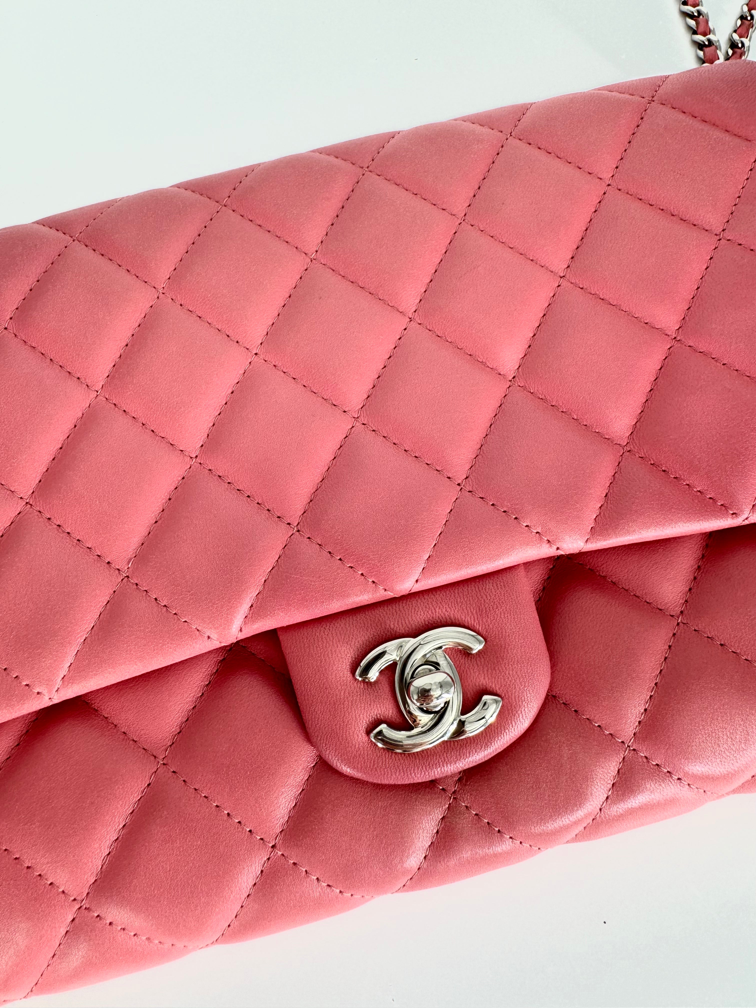Chanel Classic Quilted Clutch Pink