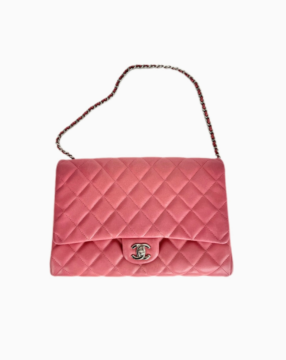 Chanel Classic Quilted Clutch Pink