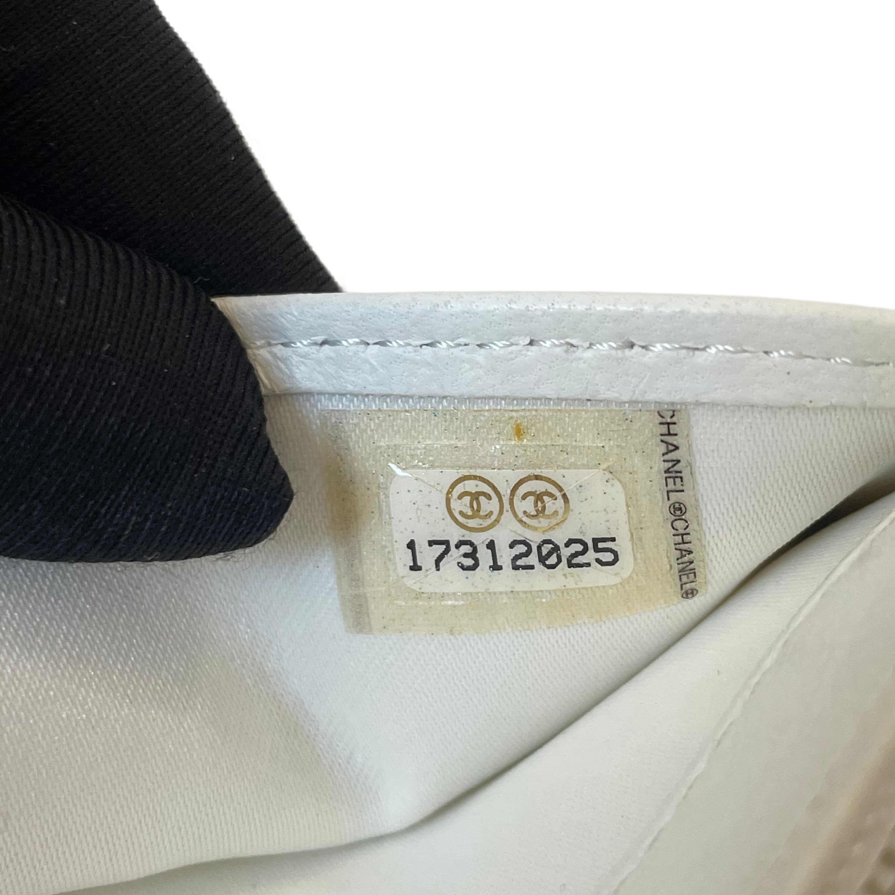 Chanel Tweed Quilted Flap Wallet White