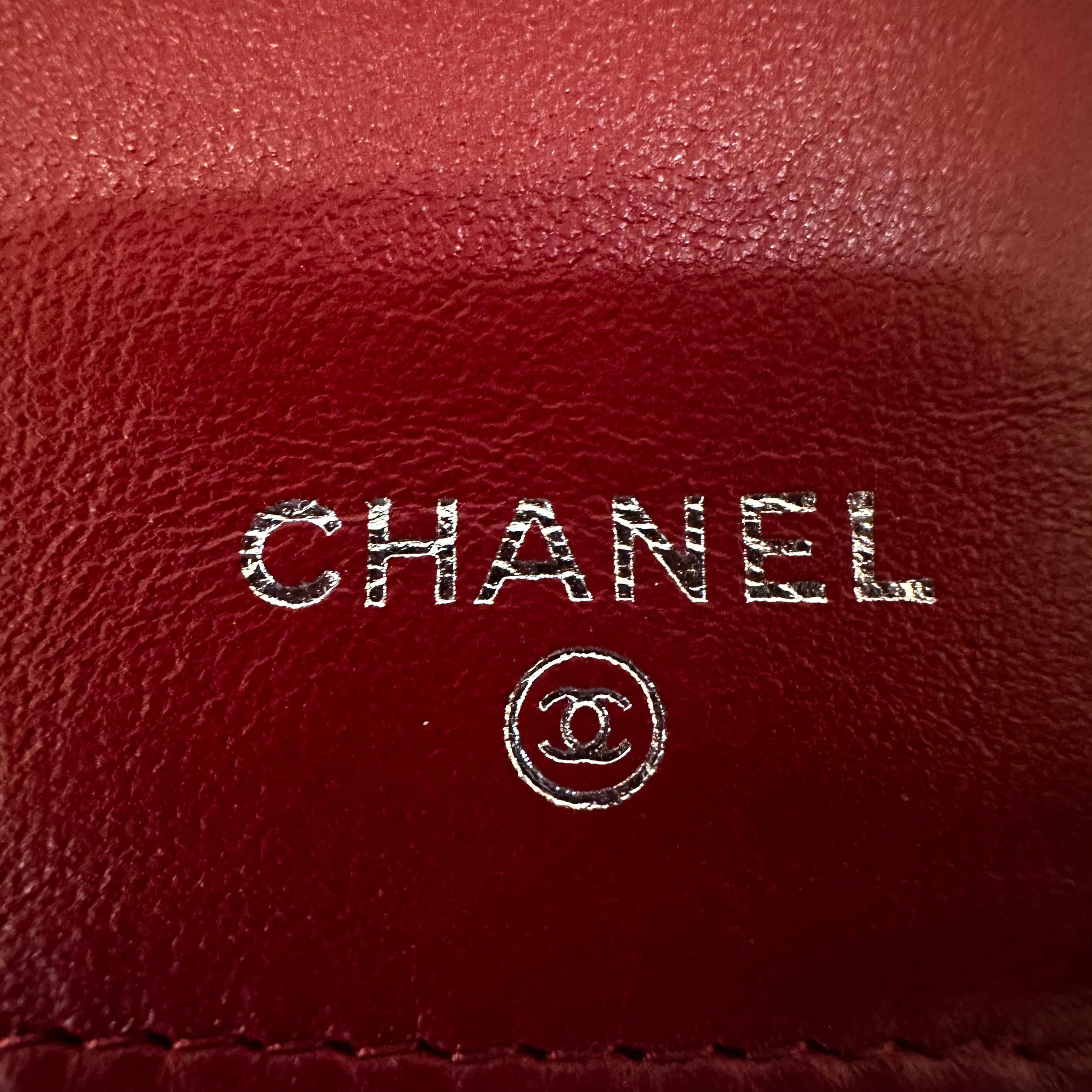 Chanel Camellia Embossed Flap Wallet Red
