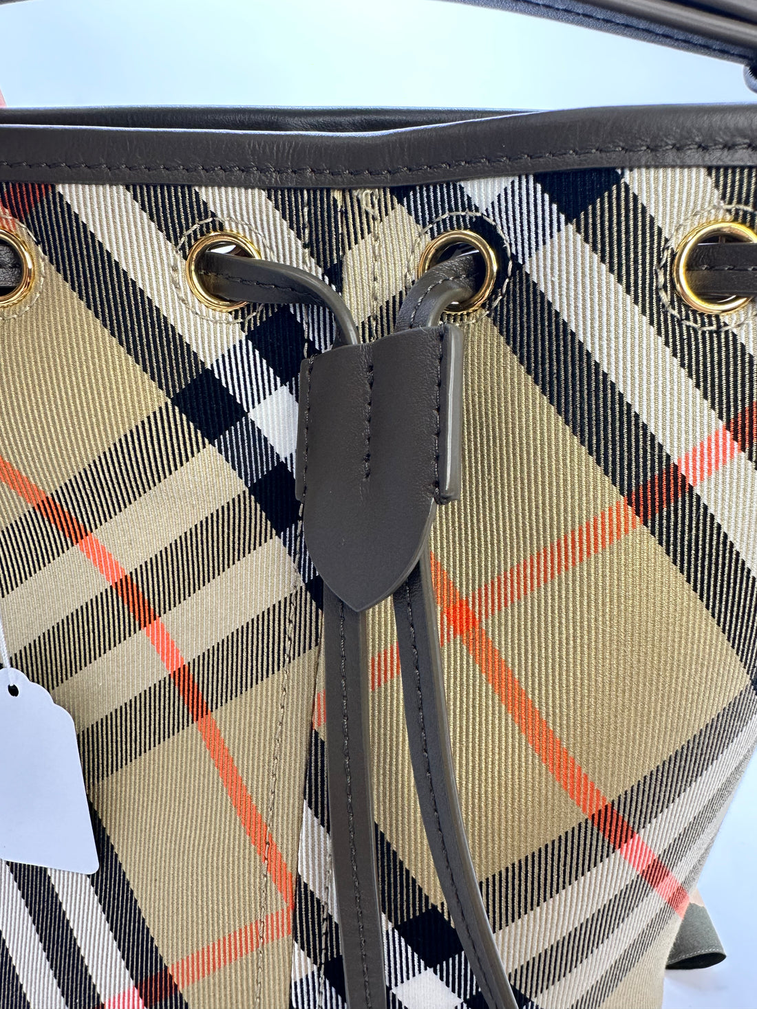Burberry Drawstring Check Bucket Shoulder Bag Brown BRbucket