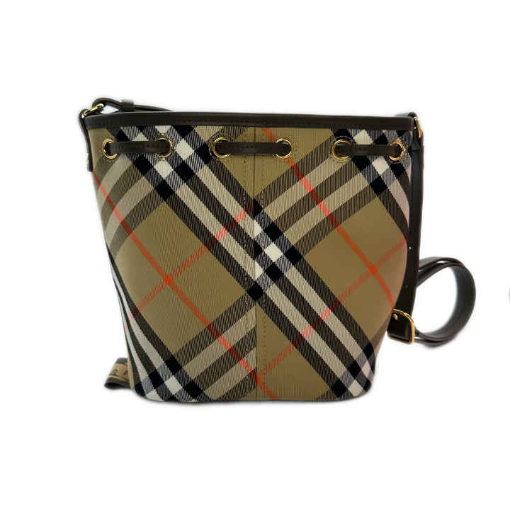 Burberry Drawstring Check Bucket Shoulder Bag Brown BRbucket