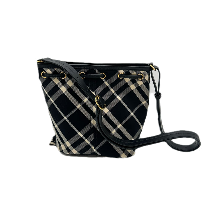 Burberry Drawstring Check Bucket Shoulder Bag Black BRBucketB