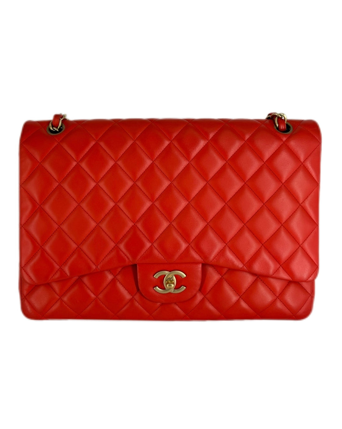 Chanel Classic Single Flap Jumbo Orangec gold hardware