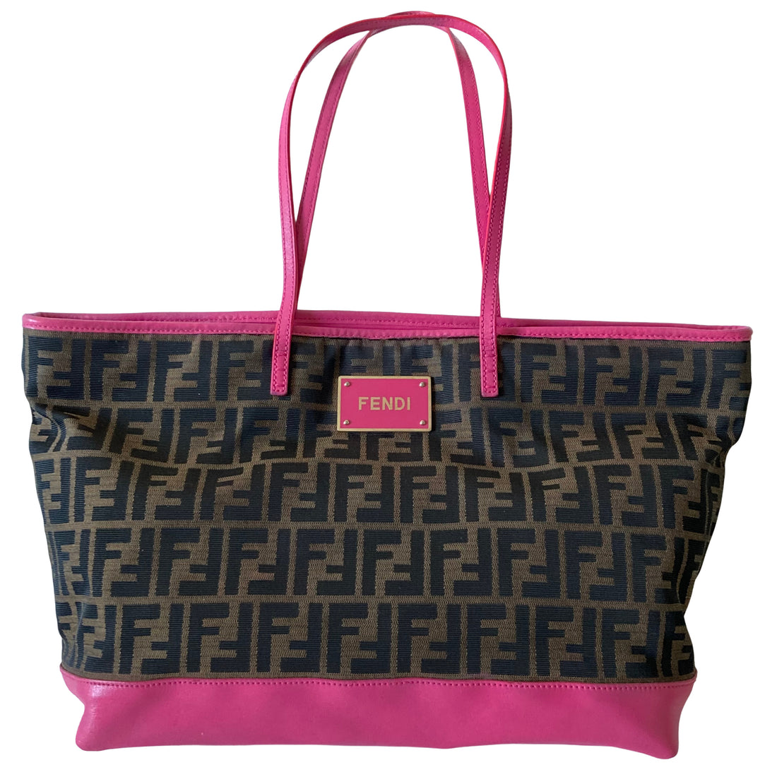 Fendi Zucca Vitello Elite Medium Roll Tote