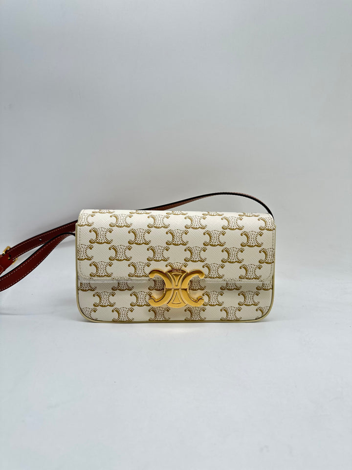 celine teen triomphe shoulder bag pvc white CE90