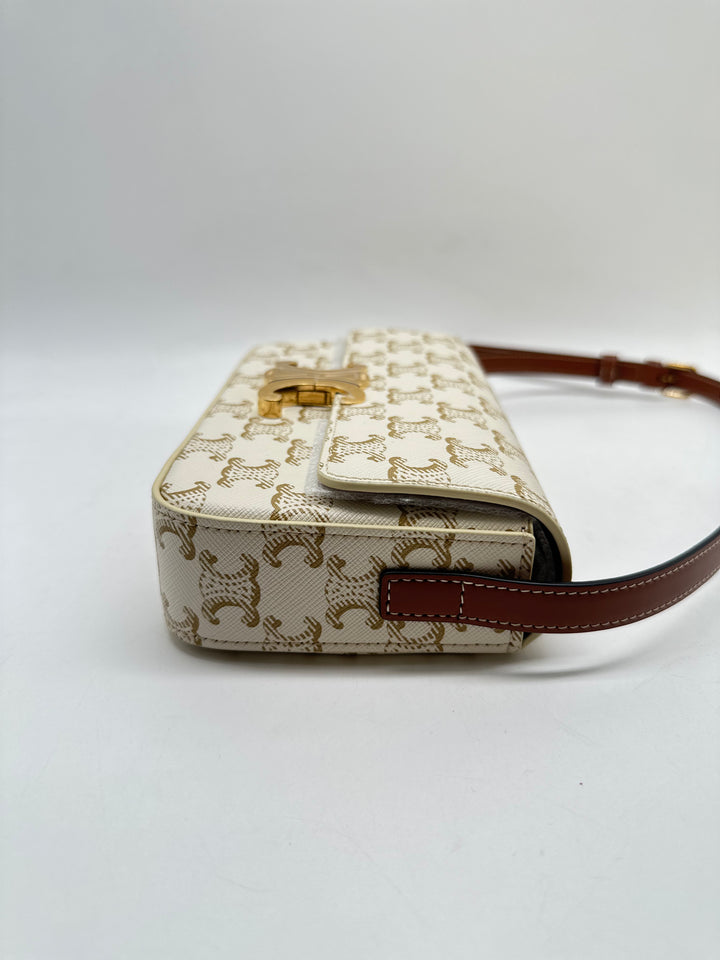 celine teen triomphe shoulder bag pvc white CE90