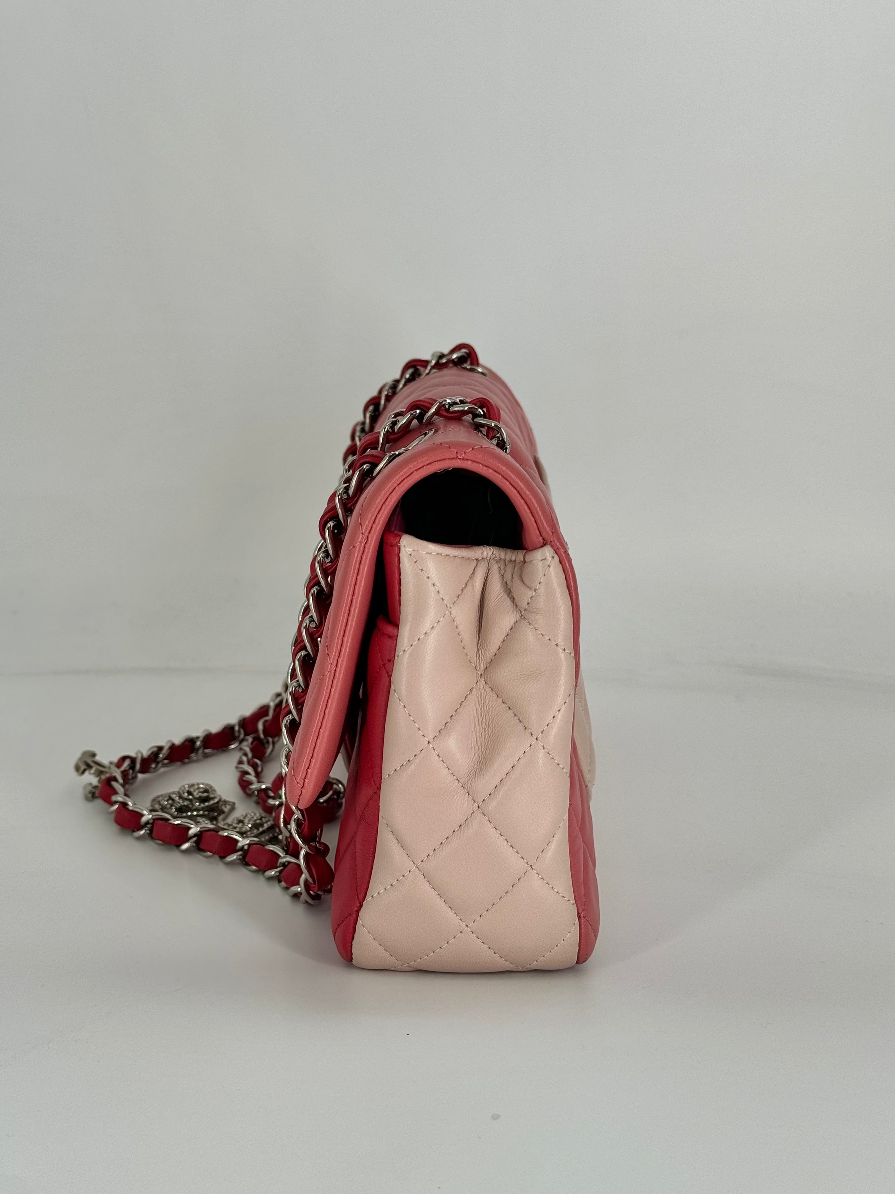 Chanel TriColor Pink Single Flap With Charms