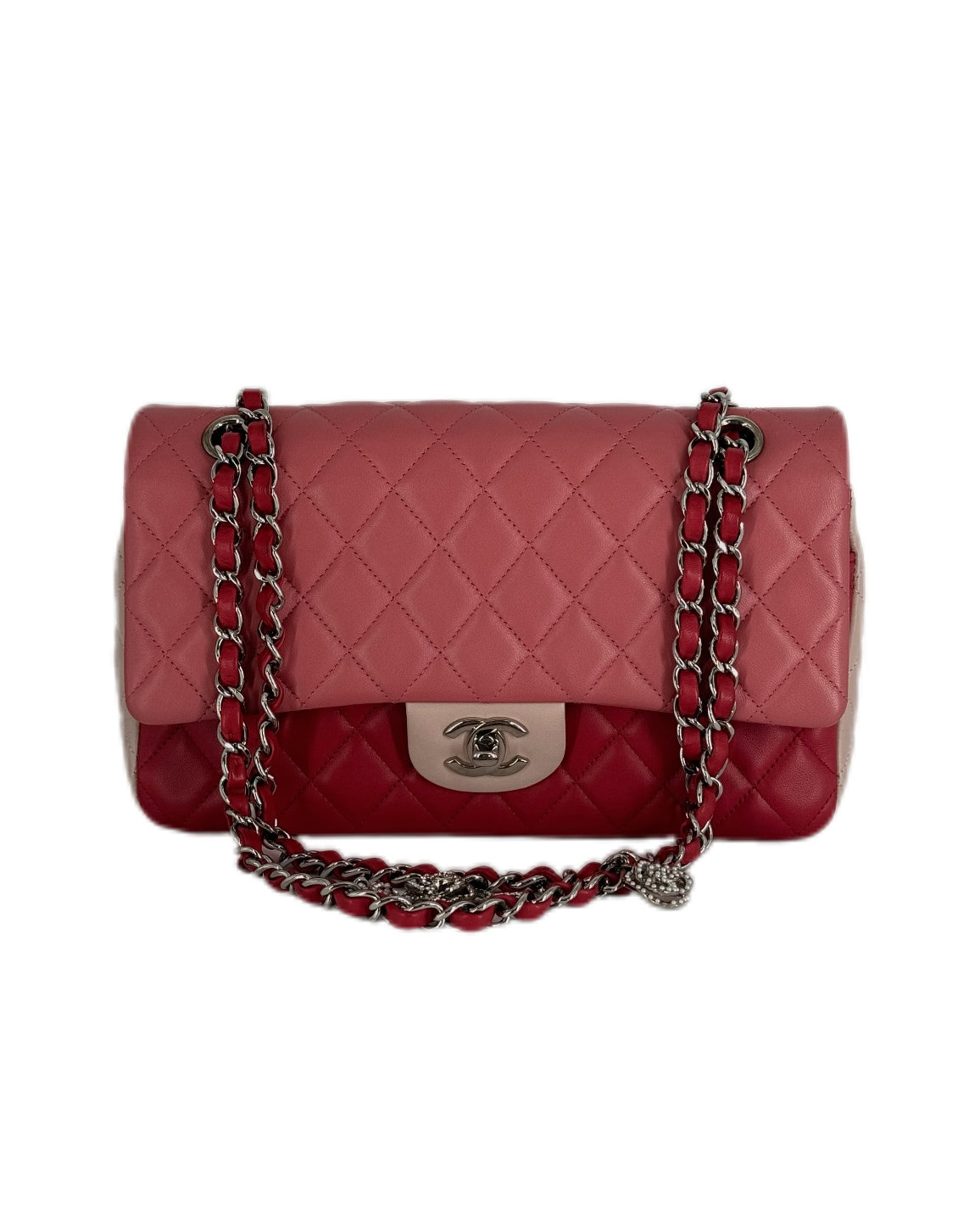 Chanel TriColor Pink Single Flap With Charms
