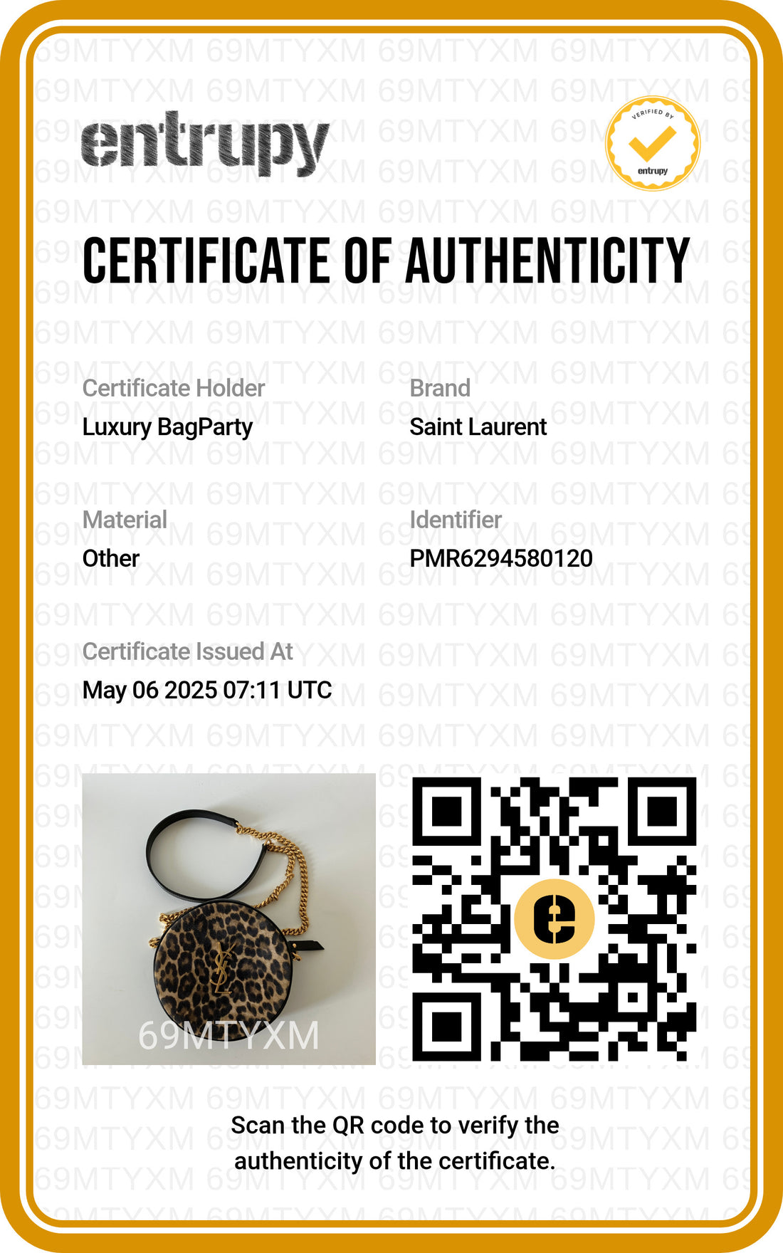 Saint Laurent Smooth Calfskin Suede Leopard Print Round Vinyle Camera Bag