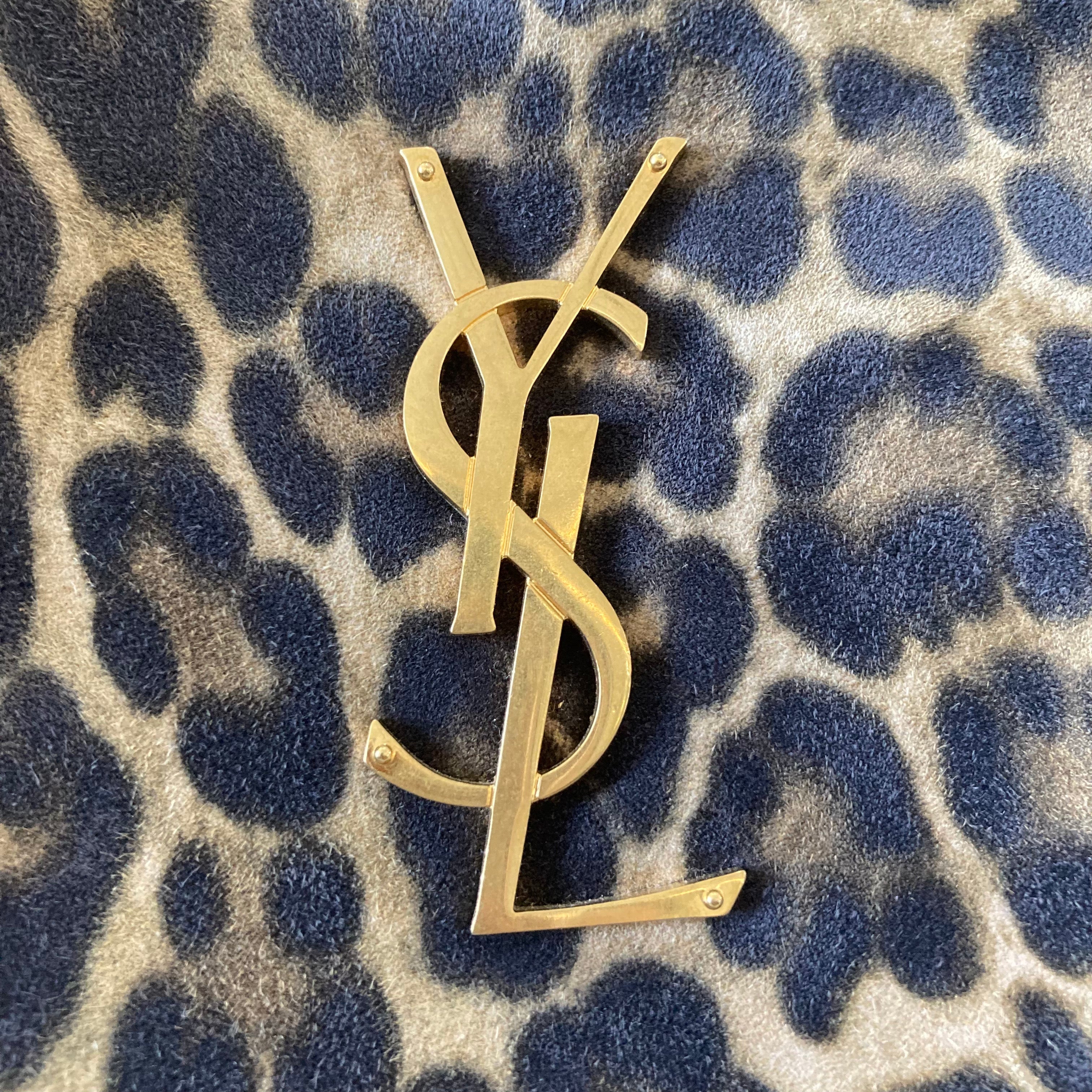 Saint Laurent Smooth Calfskin Suede Leopard Print Round Vinyle Camera Bag