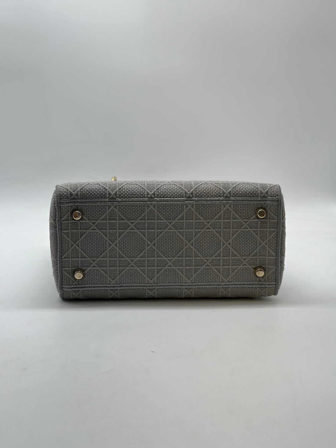 Christian Dior Lady D-Lite Medium Canvas Shoulder Bag Grey DR224