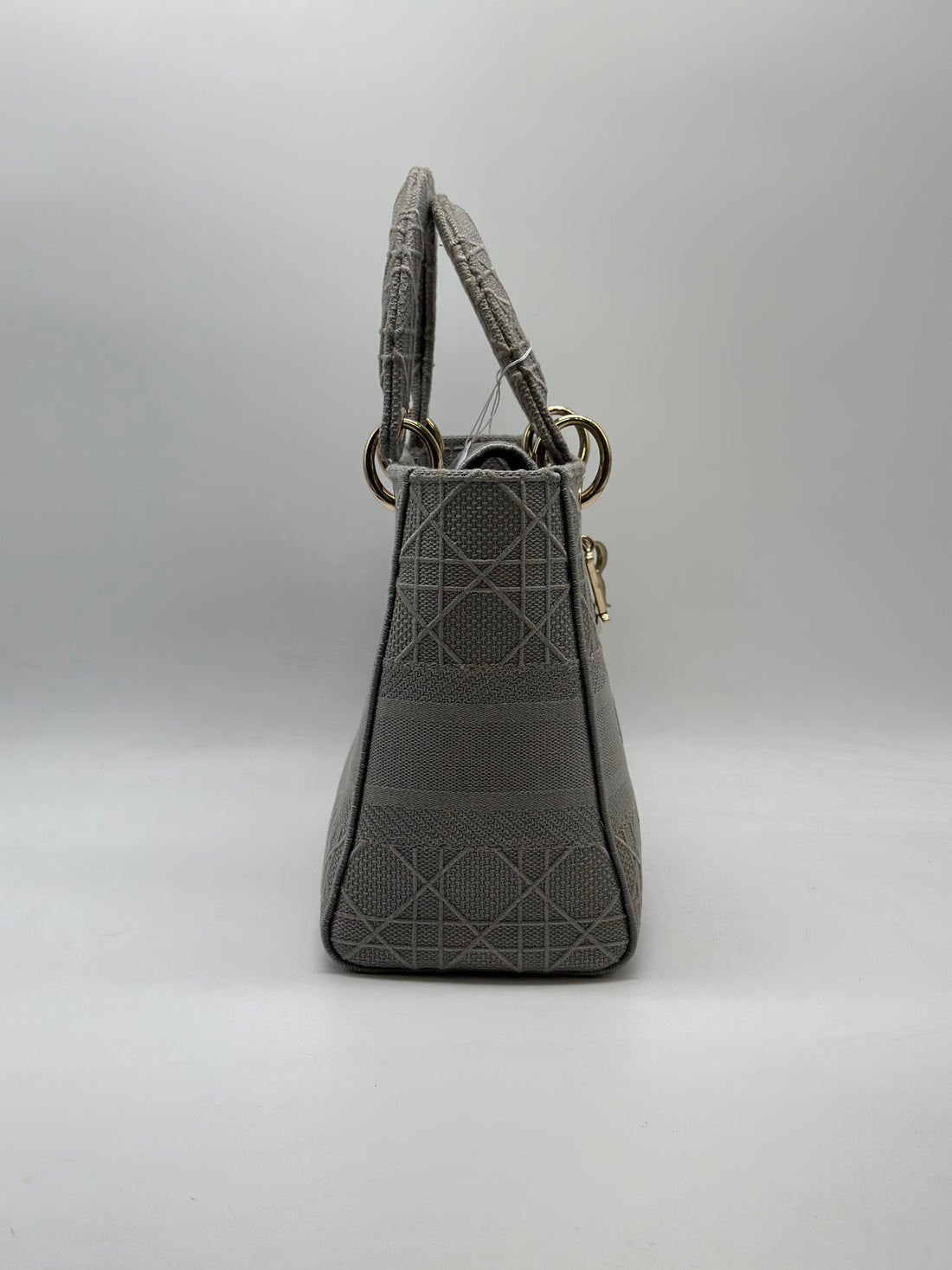 Christian Dior Lady D-Lite Medium Canvas Shoulder Bag Grey DR224
