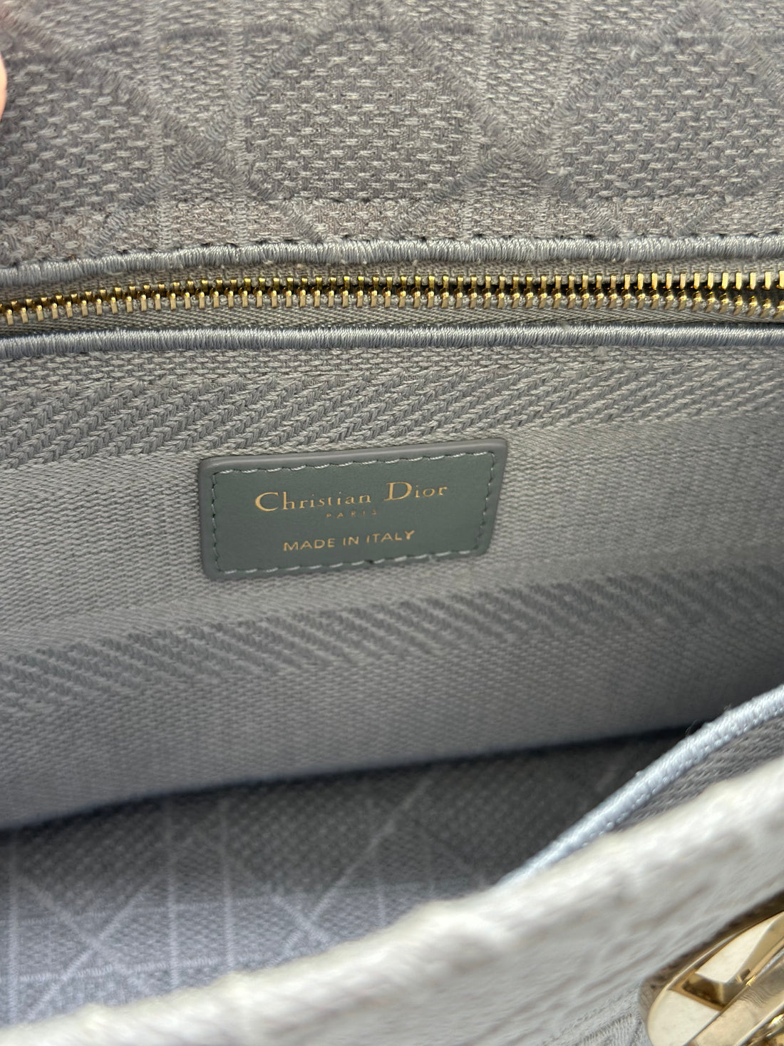 Christian Dior Lady D-Lite Medium Canvas Shoulder Bag Grey DR224