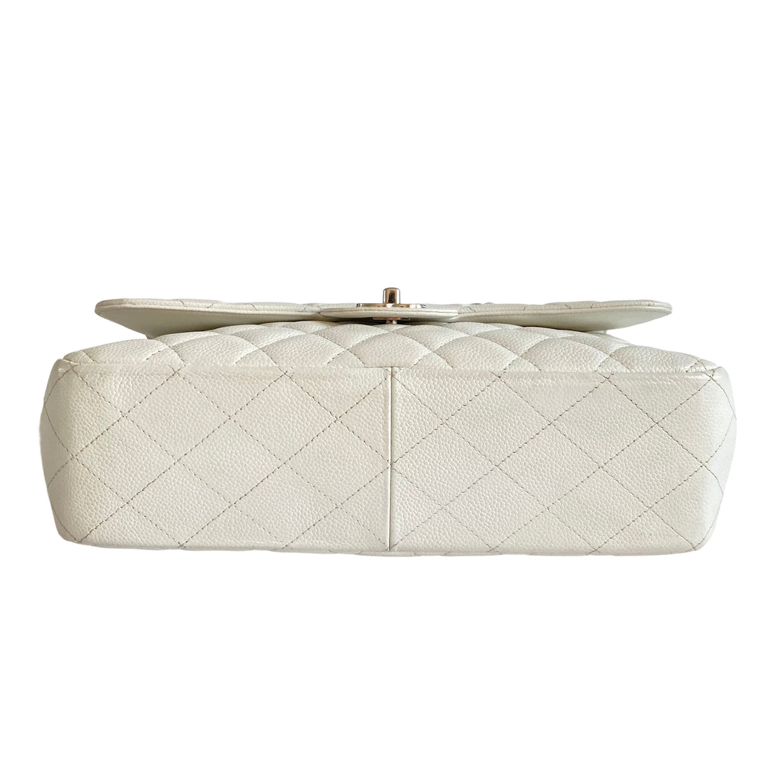 Chanel Caviar Jumbo Single Flap White SHW