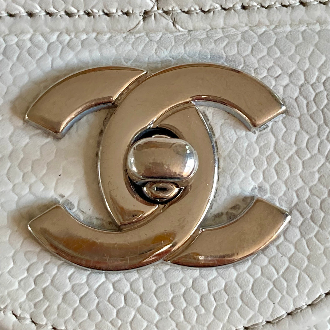 Chanel Caviar Jumbo Single Flap White SHW