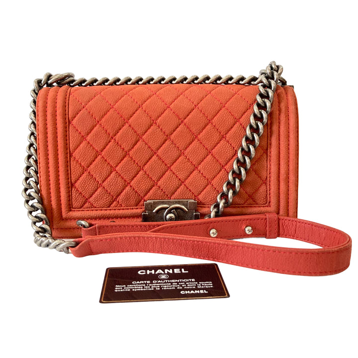 Chanel Caviar Quilted Medium Boy Flap Orange CC161