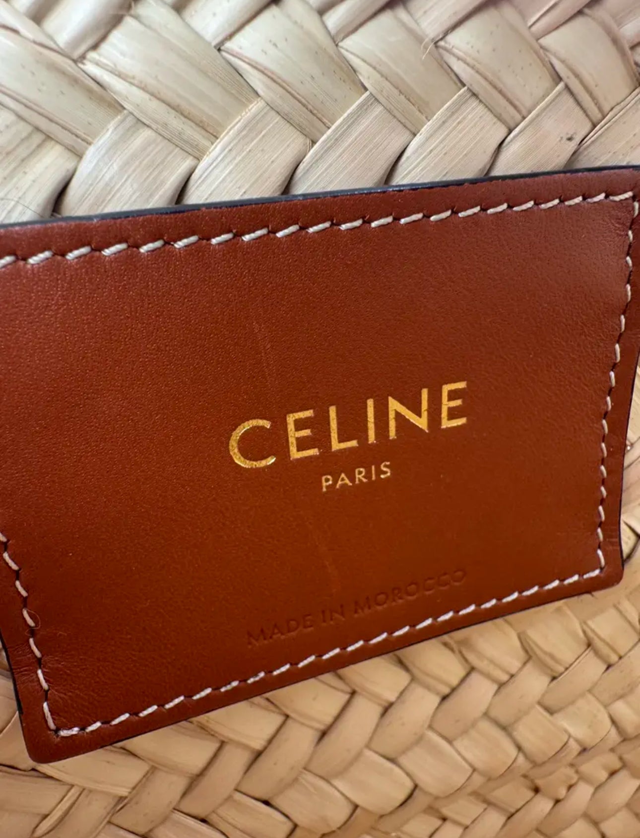 Raffia Calfskin Triomphe Teen Panier Tan