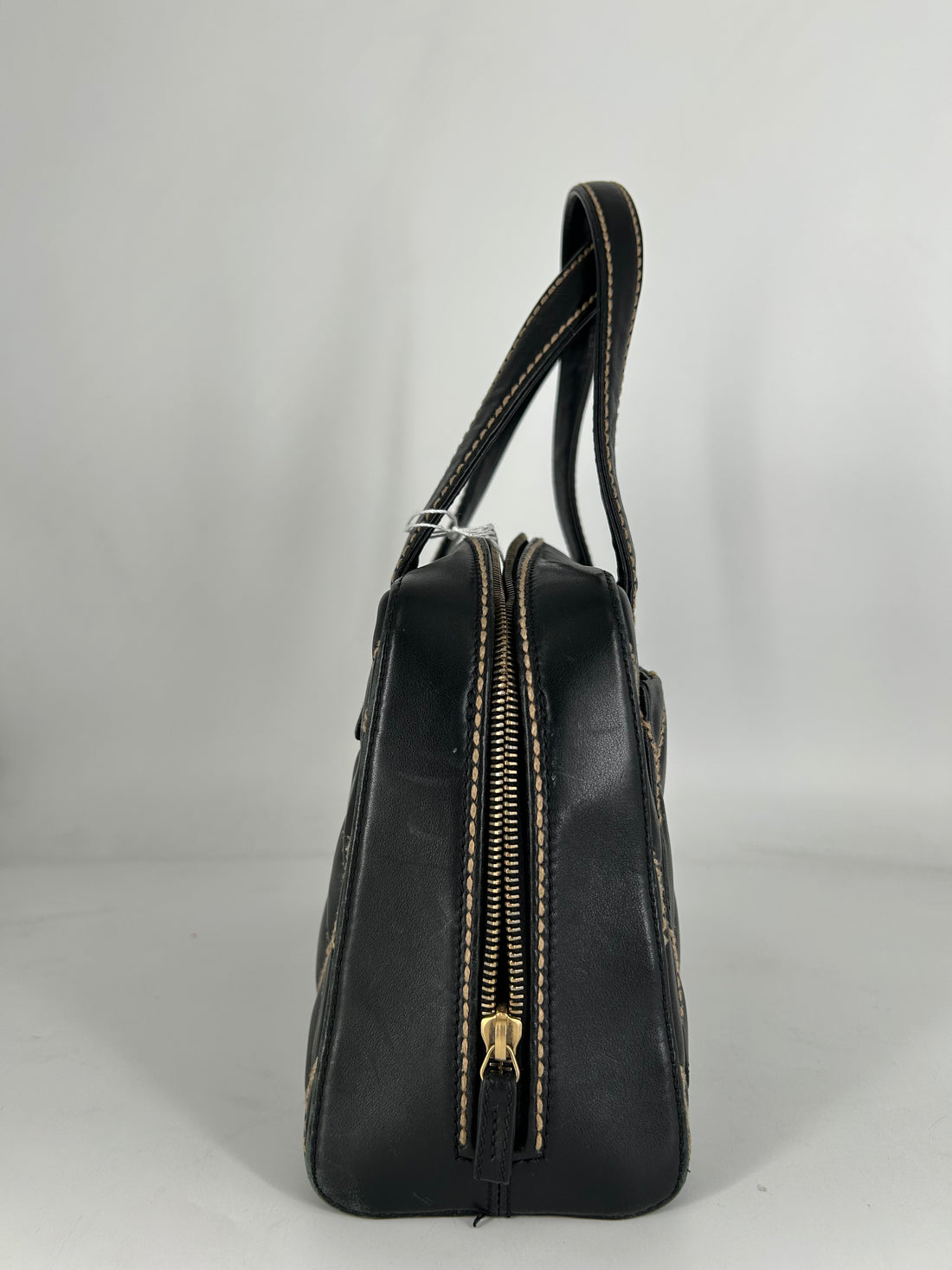 Chanel Calfskin Wild Stitch Top Handle Bag Black