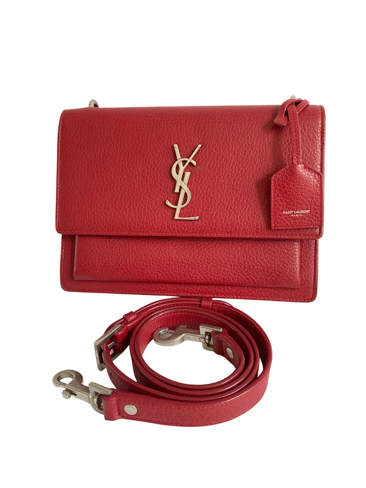Saint Laurent Sunset Red Leather Shoulder Bag