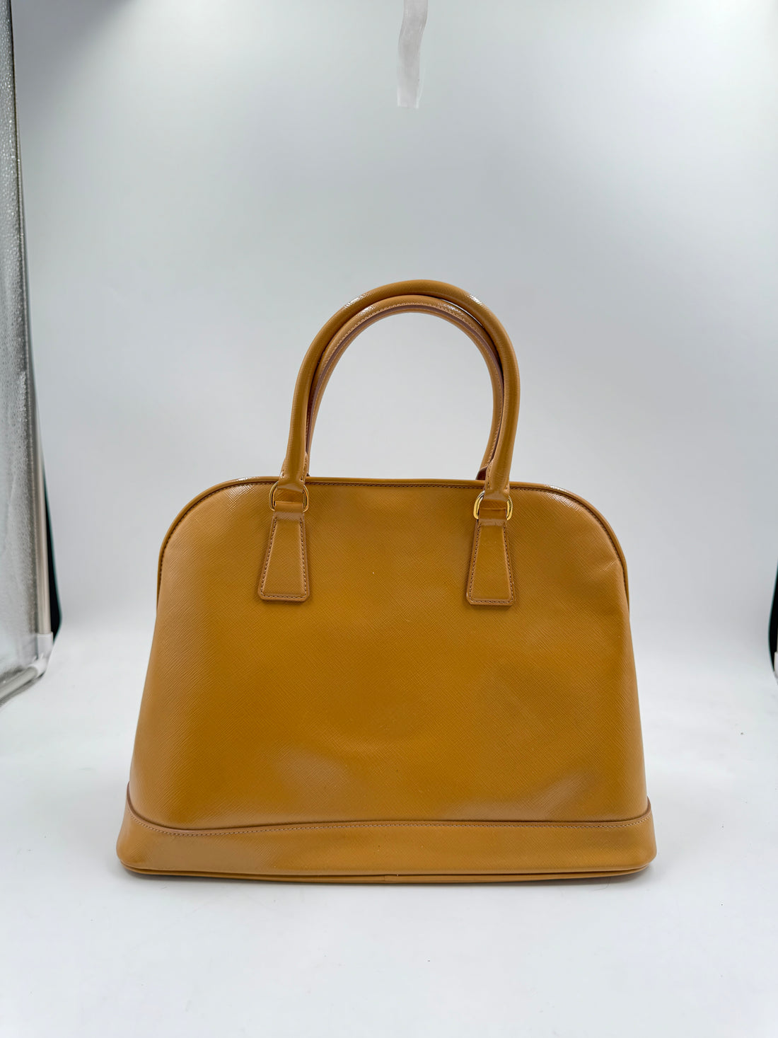 Prada Brown Saffiano Lux Patent Tote