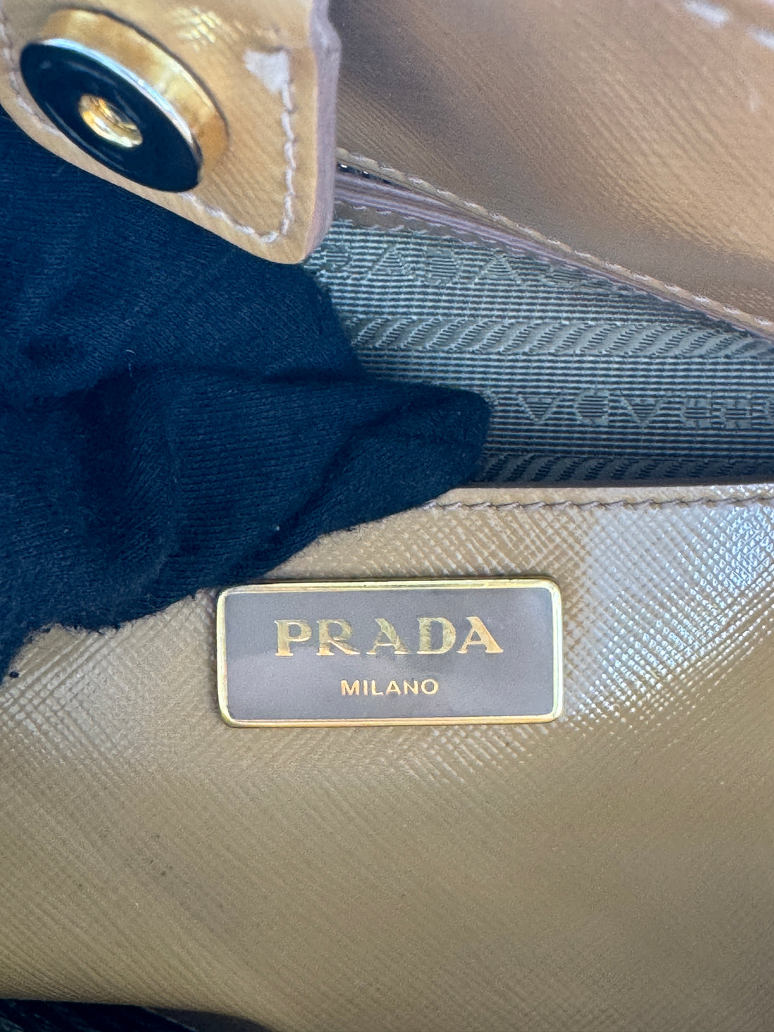 Prada Brown Saffiano Lux Patent Tote