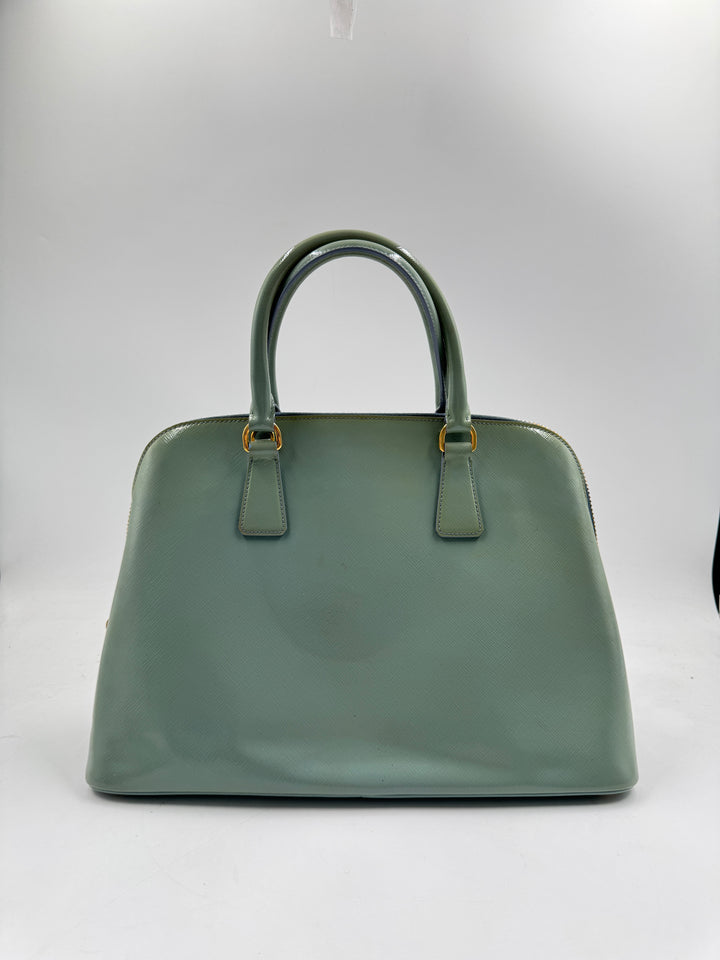 Prada Saffiano Vernice Promenade Bag blue