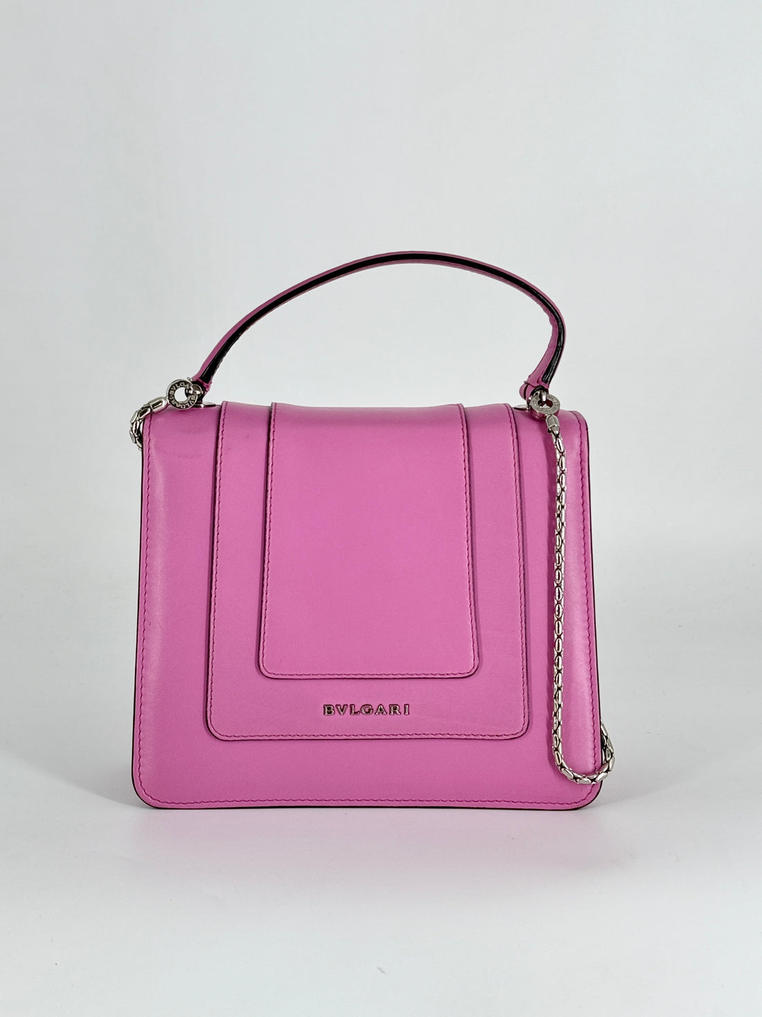 Bvlgari Calfskin Serpenti Forever Top Handle Small Pink