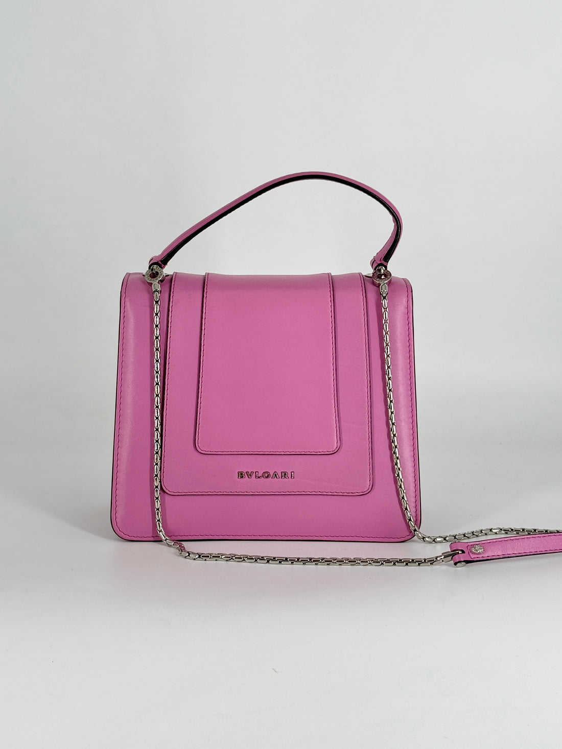 Bvlgari Calfskin Serpenti Forever Top Handle Small Pink