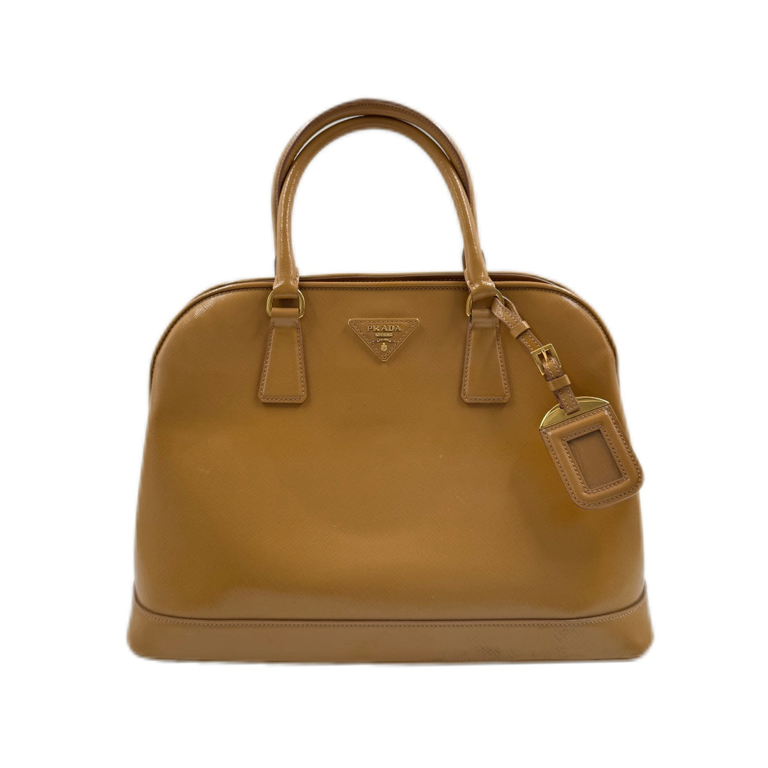 Prada Brown Saffiano Lux Patent Tote