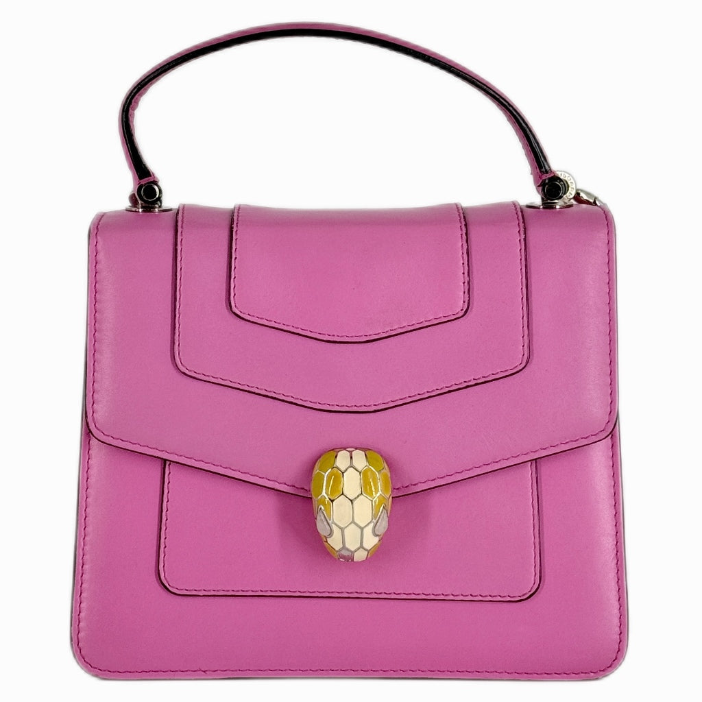 Bvlgari Calfskin Serpenti Forever Top Handle Small Pink