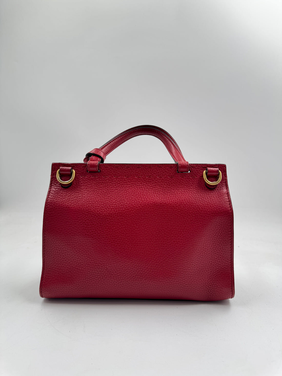 Gucci  Calfskin Small GG Marmont Top Handle Bag Vulcanic Red