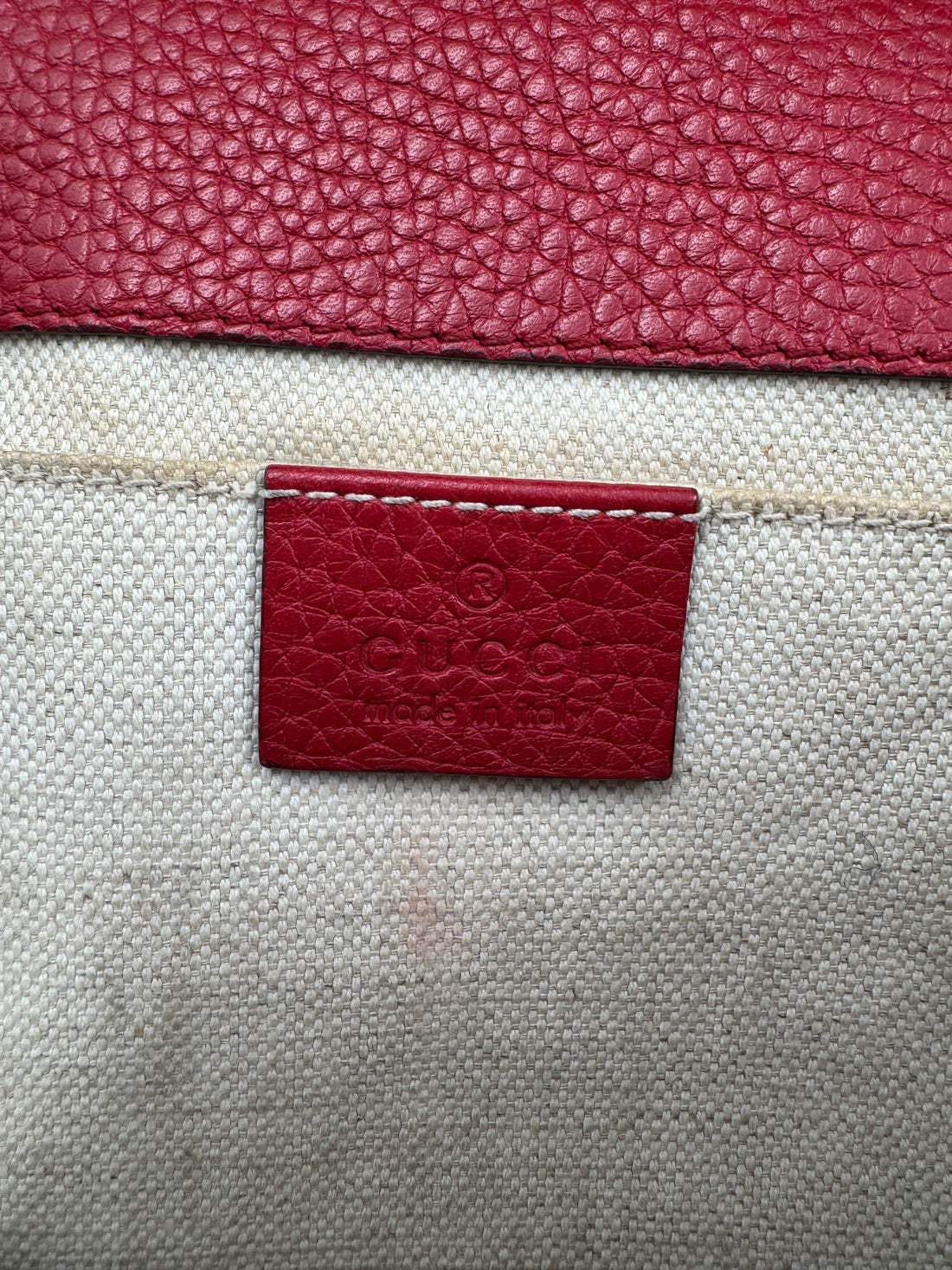 Gucci  Calfskin Small GG Marmont Top Handle Bag Vulcanic Red