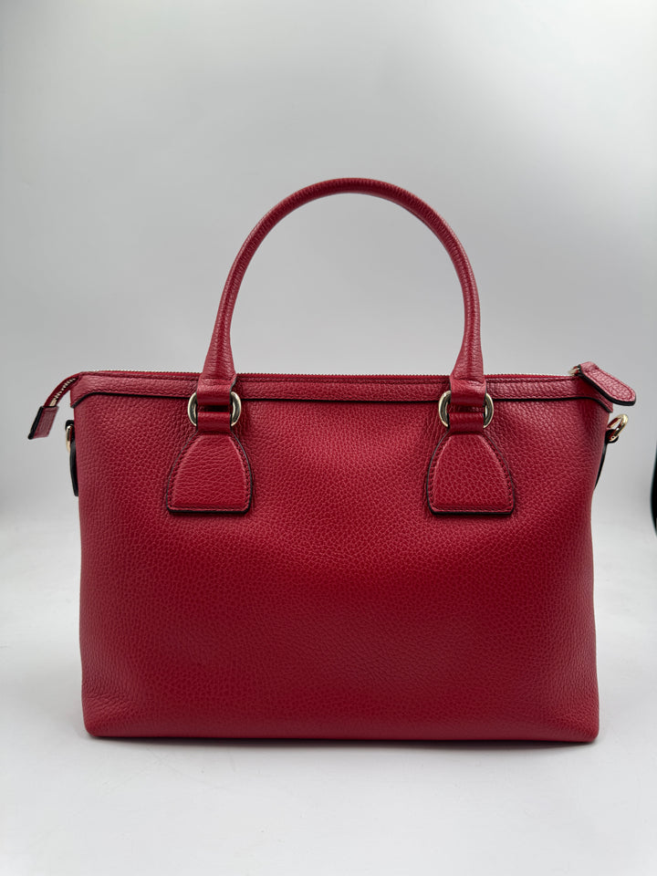 Gucci  Dollar Calfskin GG Charm Satchel Red