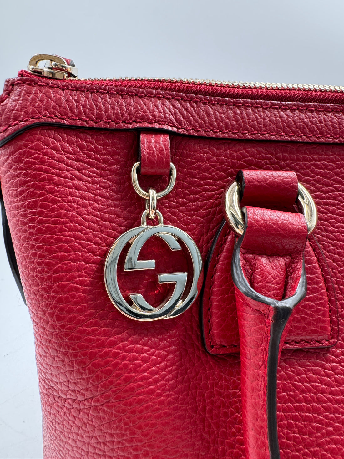 Gucci  Dollar Calfskin GG Charm Satchel Red